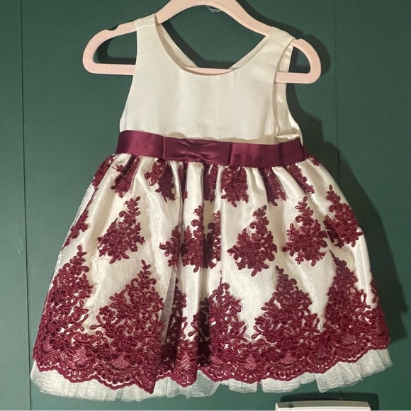 American Princess Other - American princess Elegant White and Burgundy Dress 18-24 months